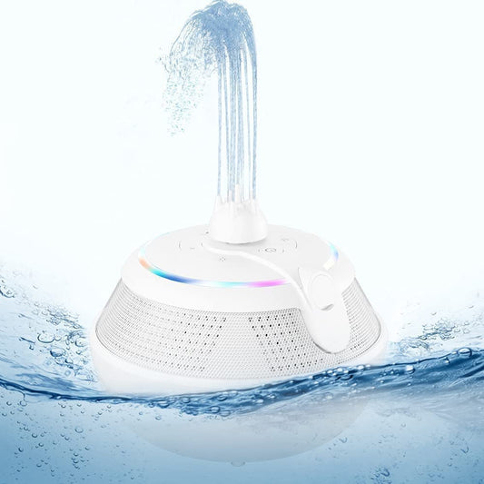 Waterproof Bluetooth Speaker - Floating Party Outdoor Pool Speakers with Lights and Deep Bass for Hot Tub Water (White)