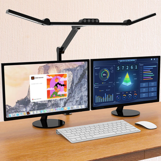 Architect Desk Lamp: LED Desk Lamp with Clamp for Home Office, Featuring Atmosphere Lighting, 24W Ultra Bright Auto Dimming, Stepless Dimming, and Tempering LED Table Light