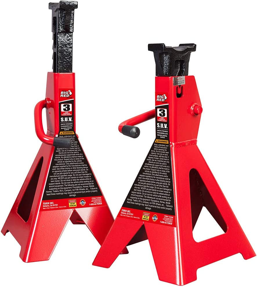 Torin Steel Jack Stands (Fits: SUVs and Extended Height Trucks): 3 Ton (6,000 lb) Capacity, 1 Pair