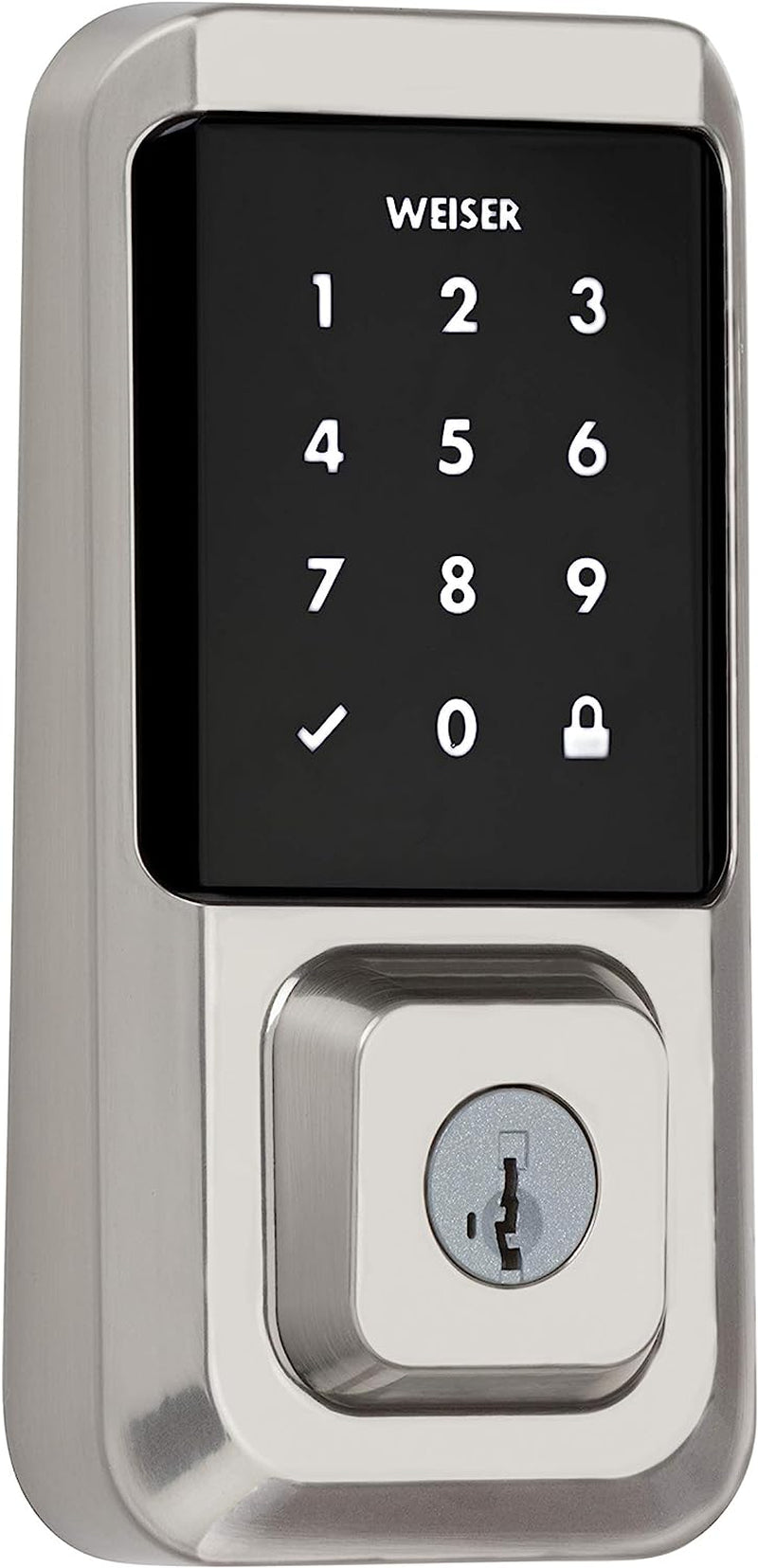 Smart Lock WiFi Halo Satin Nickel Keyless Entry Door Lock, Touchscreen Keypad, Compatible with Amazon Alexa, Google Assistant/Google Home, Deadbolt Lock, Ideal for Entry Doors