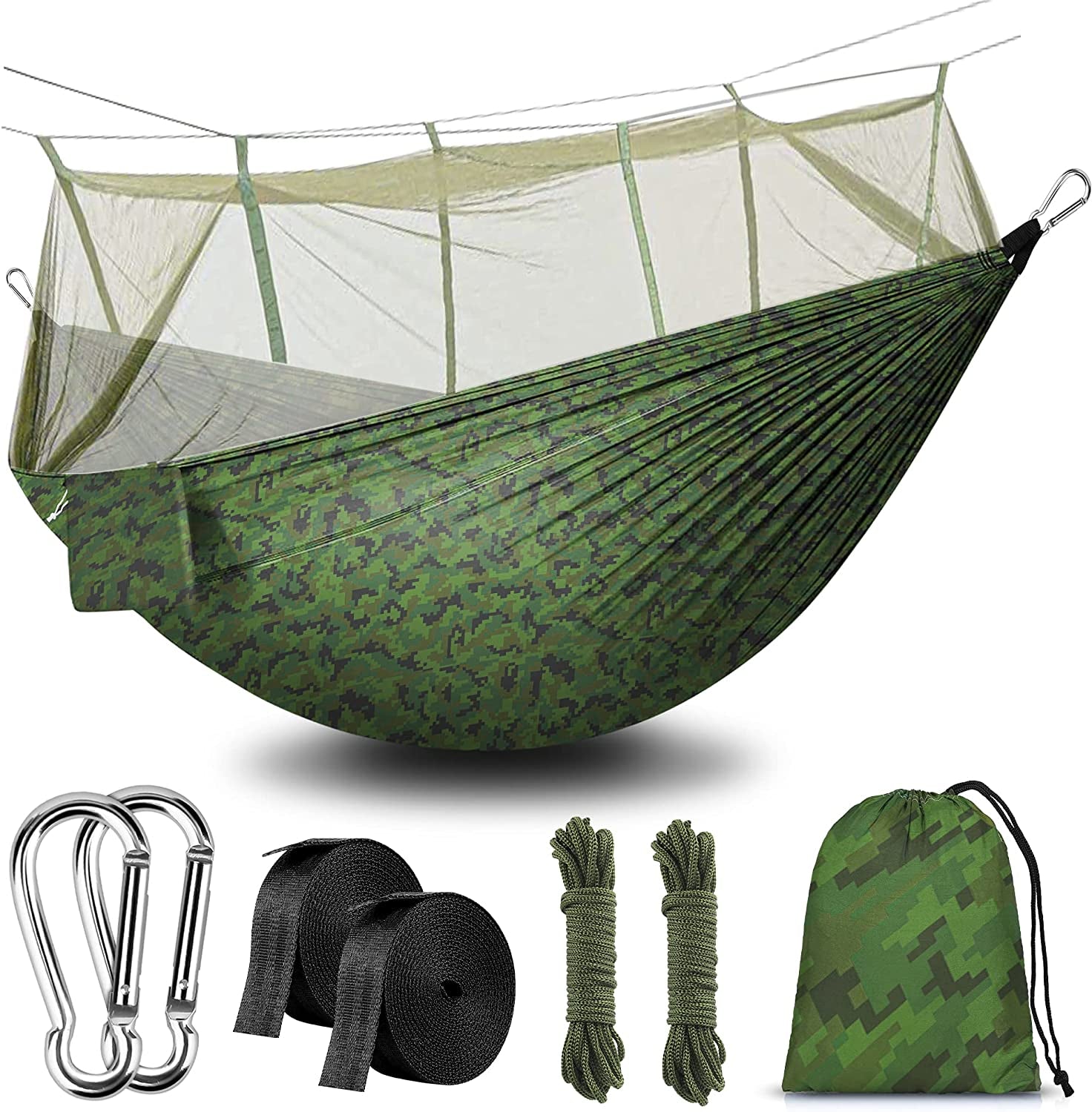 Lightweight Camping Hammock with Mosquito Net - Made from Parachute Fabric, Suitable for Indoor and Outdoor Use, including Camping, Hiking, Backpacking, and Backyard Relaxation.