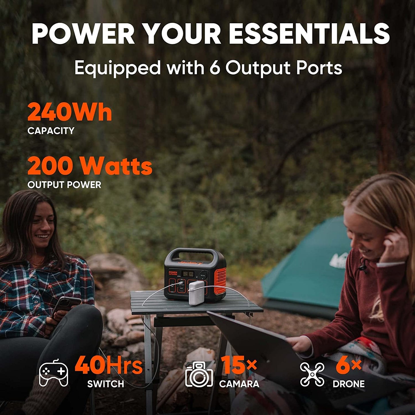 240 Portable Power Station - 240Wh Backup Lithium Battery with 110V/200W Pure Sine Wave AC Outlet - Ideal for Outdoors, Camping, Travel, Hunting, and Emergency Situations - Solar Generator (Solar Panel Not Included)