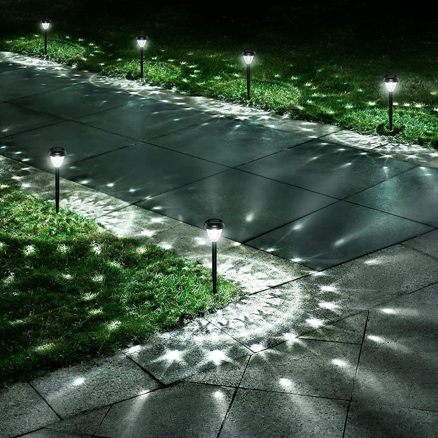 10-Pack Super Bright Solar Garden Lights - Waterproof LED Landscape Lighting Decorative for Walkway, Patio, and Yard, Provides Up to 14 Hours of Lighting from Dusk to Dawn