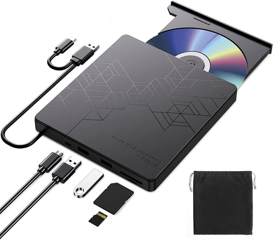 External DVD Drive with USB 3.0 and Type-C Connectivity - This CD/DVD ROM +/-RW Adapter includes a USB Port and DVD Burner. It's compatible with Laptop, PC, Desktop Computer, and supports Optical Disk Playback. Works with Mac, Windows, and Linux 