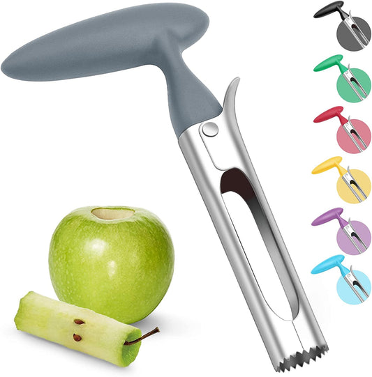 Premium Apple Corer, Food-Grade Stainless Steel Blade, Sturdy Ergonomic Handle, Easy to Use, Sharp and Durable, for Removing Cores of Apples and Pears, 6.9Inch, Grey