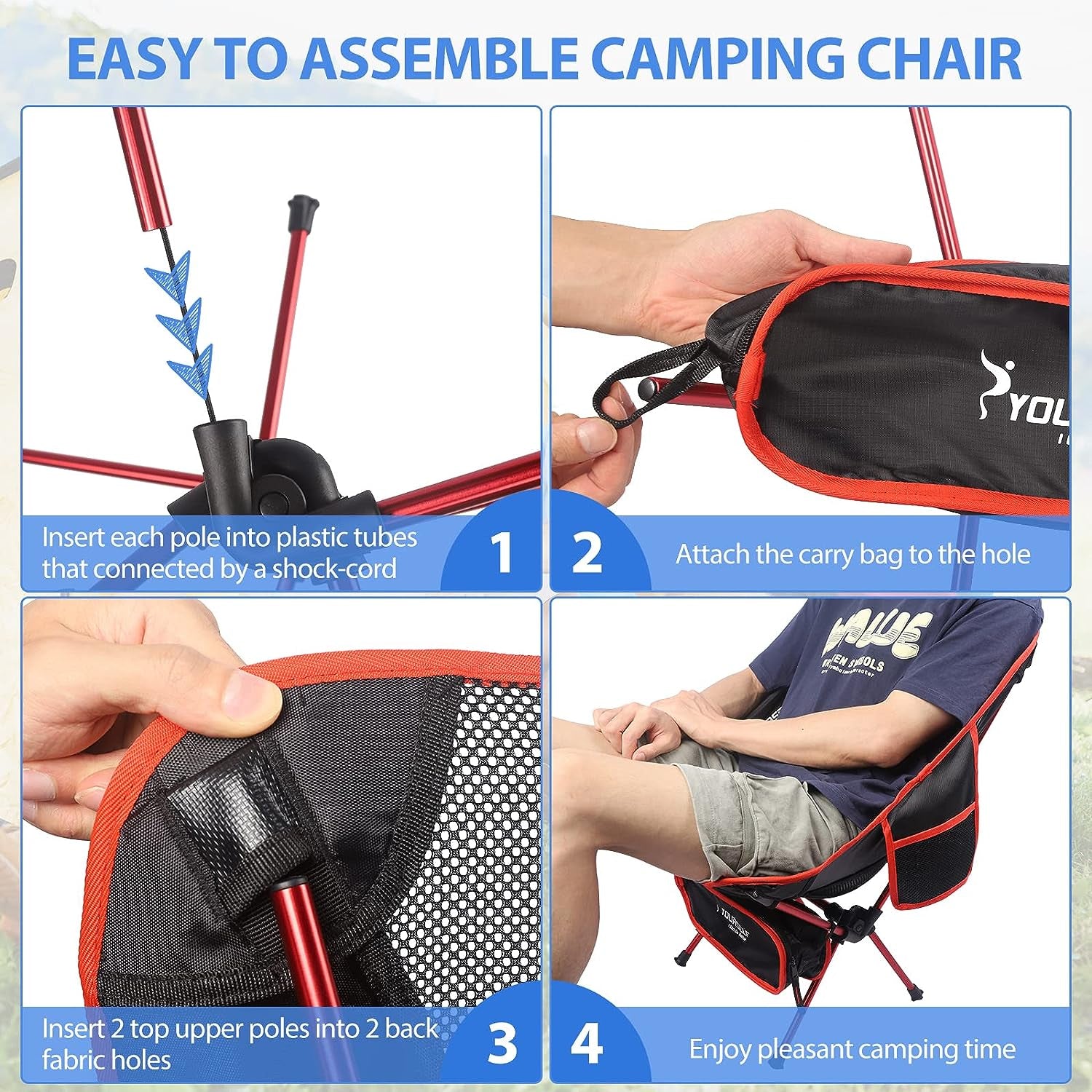 Portable Camping Chairs - Foldable, Lightweight, and Comfortable for Adults, Ideal for Outdoor Use, Beach, Lawn, and Camping Activities