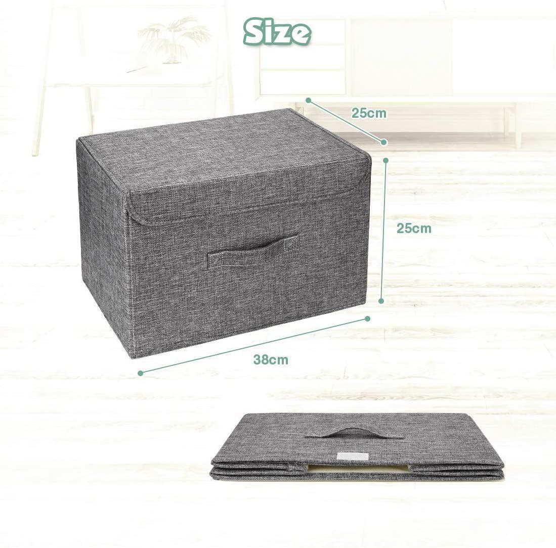 2Pcs Storage Bins with Lid, Fabric Storage Box with Lid, Foldable Large Basket Boxes with Handle Storage Organizer for Books, Clothes, Toys, Home, Bedroom, Closet, Office