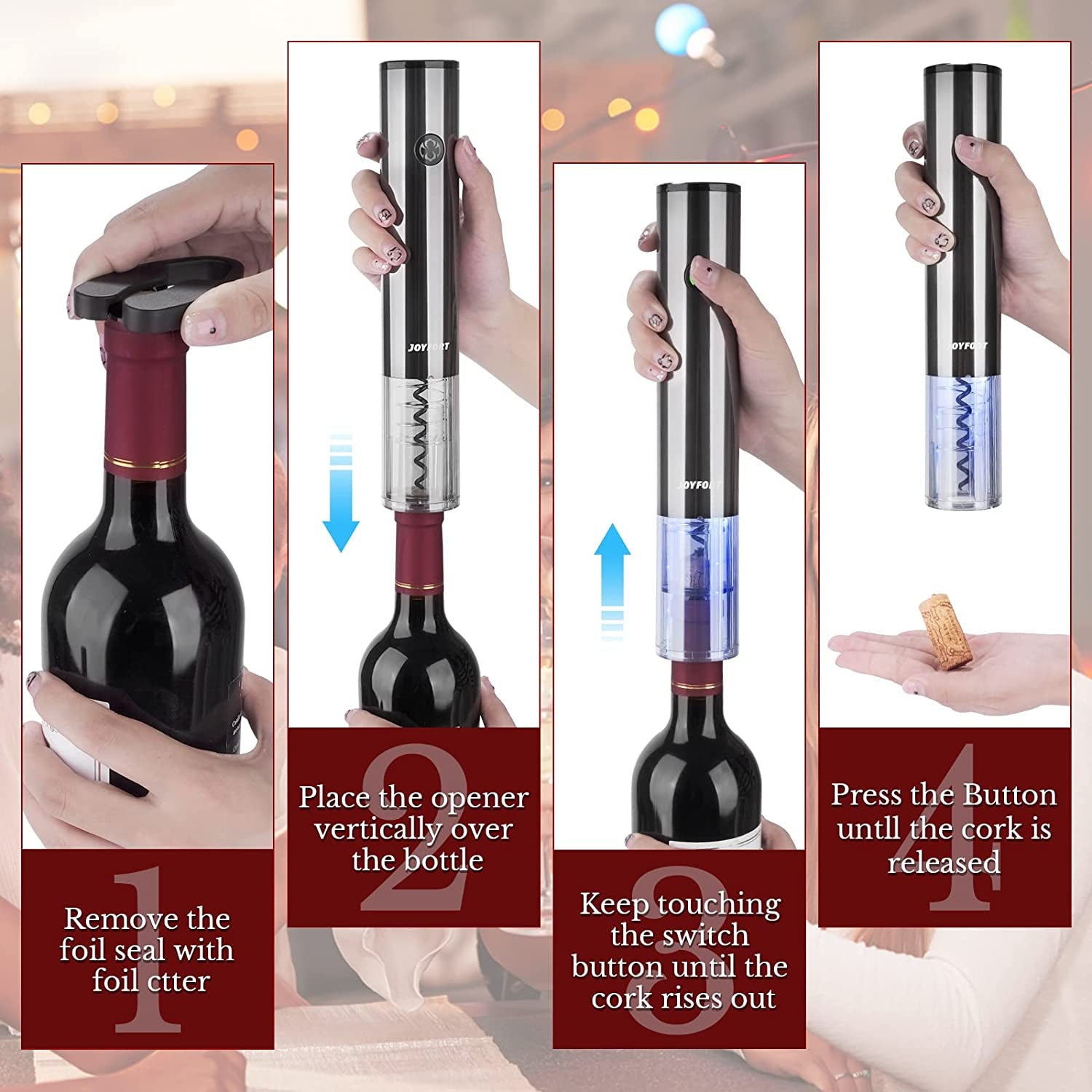 Electric Wine Opener Set: Includes Wine Bottle Opener with Charging Base, Automatic Corkscrew, Aerator, Pourer, and Foil Cutter - Perfect Gift for Wine Lovers