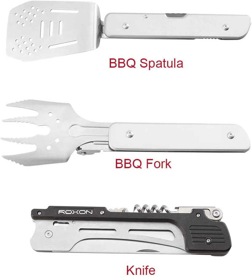 6-in-1 BBQ Multi Tool Grill Set: Includes Spatula, Fork, Barbecue Tongs, Bottle Opener, and More - Perfect for Backyard Grilling and Camping Adventures