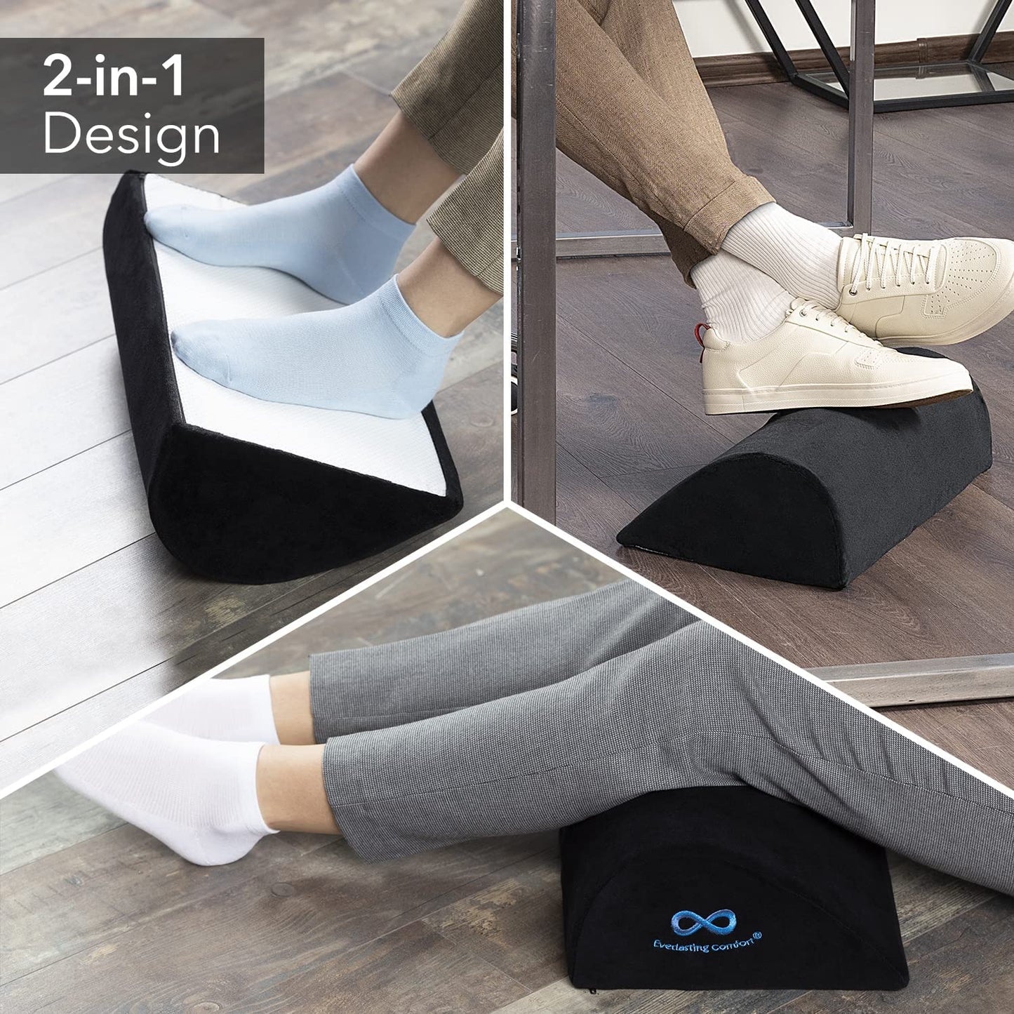 Under Desk Foot Rest with Premium Comfortfoam™ - All-Day Support, Pain Relief - Ideal for Home Office, Gaming, and Workstations
