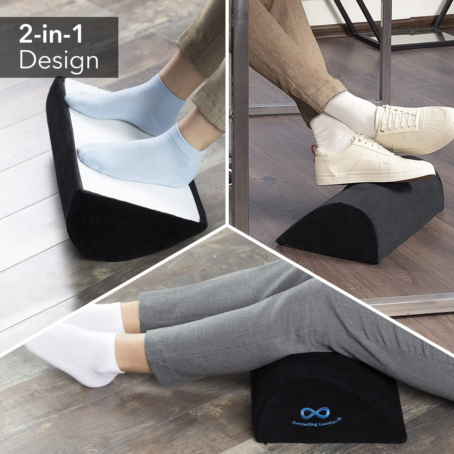 Under Desk Foot Rest with Premium Comfortfoam™ - All-Day Support, Pain Relief - Ideal for Home Office, Gaming, and Workstations