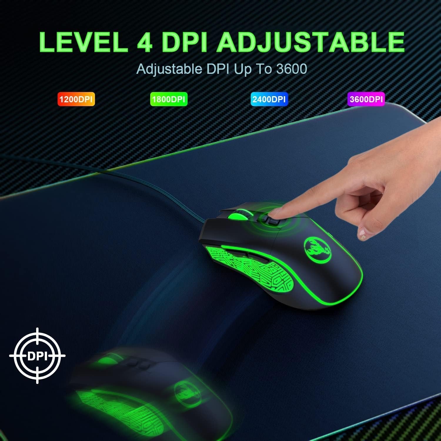 4-in-1 Gaming RGB Wired Keyboard and Mouse Combo - USB Gaming Keyboard with Compact 61 Keys and RGB LED Backlighting, along with a Gaming Mouse with 6400 DPI. Designed for Nintendo, Windows PC Gamers, and PS4.