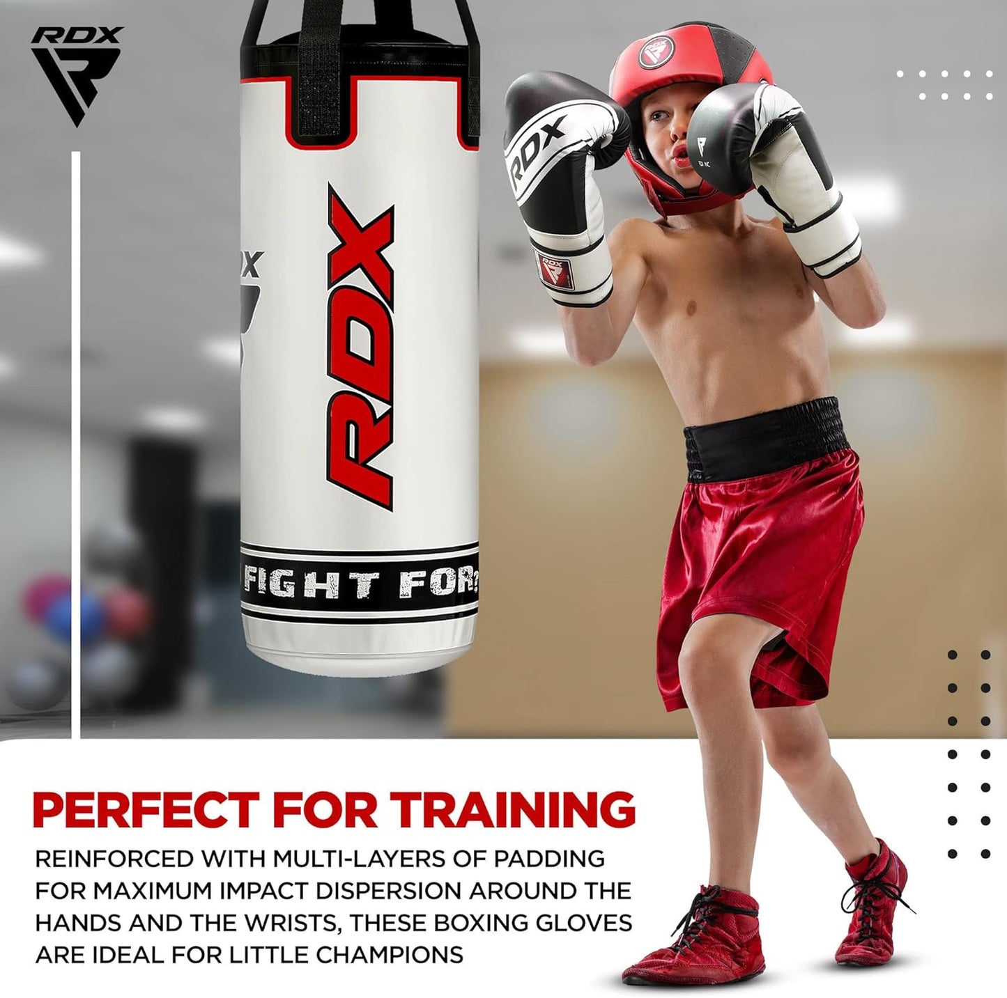 Junior Kick Boxing Training Set with Punching Bag, Gloves, Punch Mitts, and Youth MMA Gear - 2FT