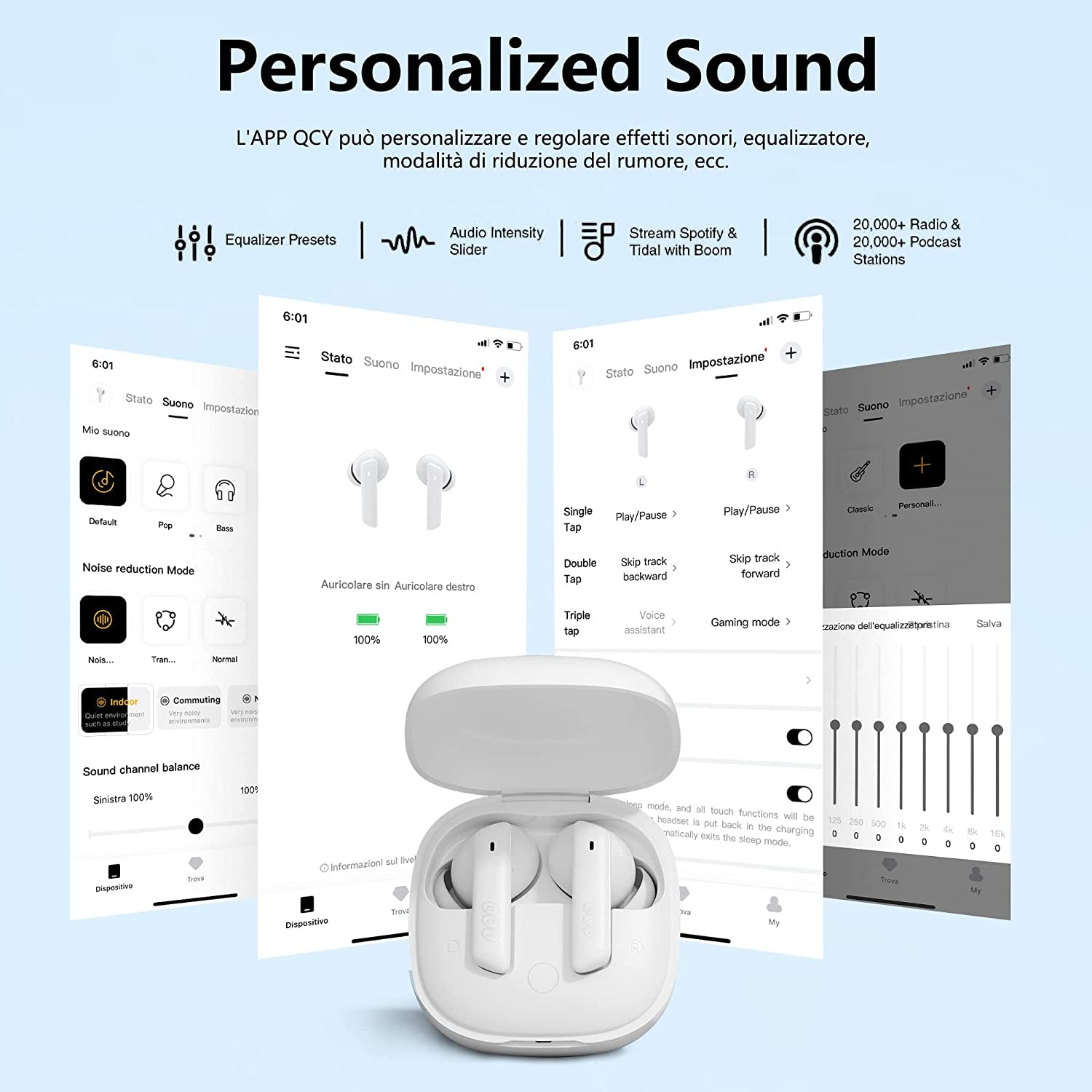 HT05 Wireless Earbuds with Multi-Mode Active Noise Cancelling - Bluetooth Headphones with Ai-Enhanced Calls, 6 Mics, Anti-Wind Noise, Transparency Mode, Custom EQ App, 7.5H + 24H Playtime, Bluetooth 5.2