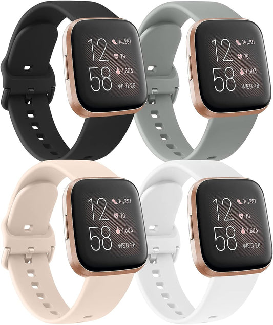Silicone Bands For Fitbit Versa 2 Bands for Women Men - Soft Breathable Sport Replacement Wristbands for Fitbit Versa 2 / Fitbit Versa/Versa Lite/Versa SE (Black/Pink Sand/Grey/White)