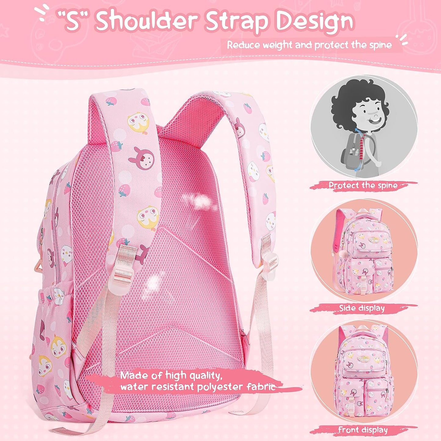 Complete 3-in-1 Back to School Backpack Set for Girls - Adorable Backpack, Including Lunch Bag and Pencil Case, Perfect Gift for Teen Girls