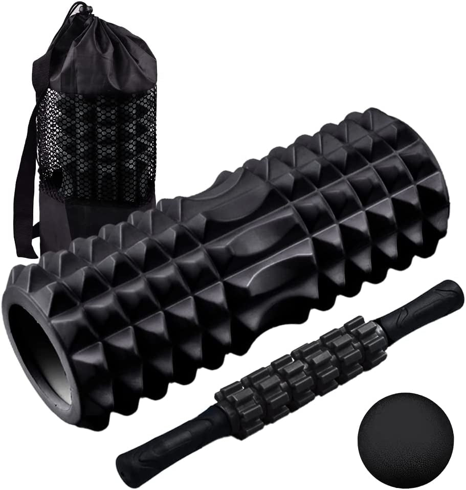 Versatile 4-in-1 Foam Roller Set with Muscle Roller Stick and Massage Balls - Ideal for Deep Tissue Massage, Effective Pain Relief for Back and Legs, and Enhanced Exercise Experience