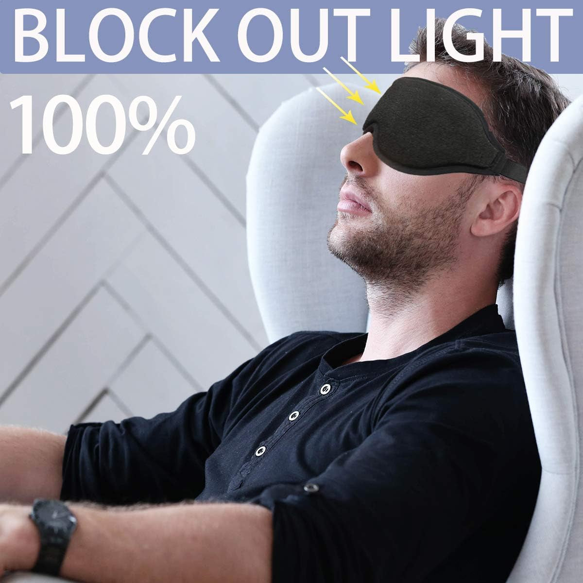 Sleep Mask: 3D Concave Design, 100% Blackout, Ultra-Soft, Adjustable for Men and Women. Ideal for Travel, Naps, Yoga, and Insomnia.
