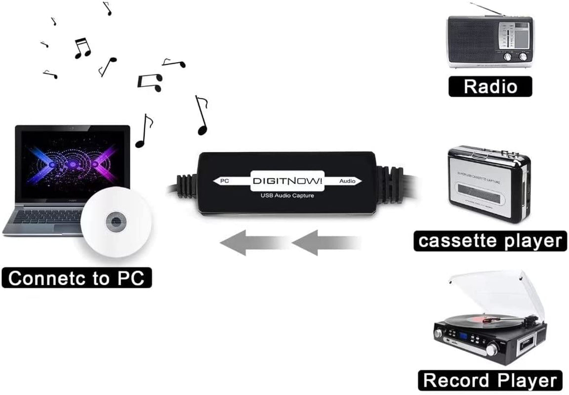 USB Audio Capture Card: Convert Vinyl Cassette Tapes to Digital MP3