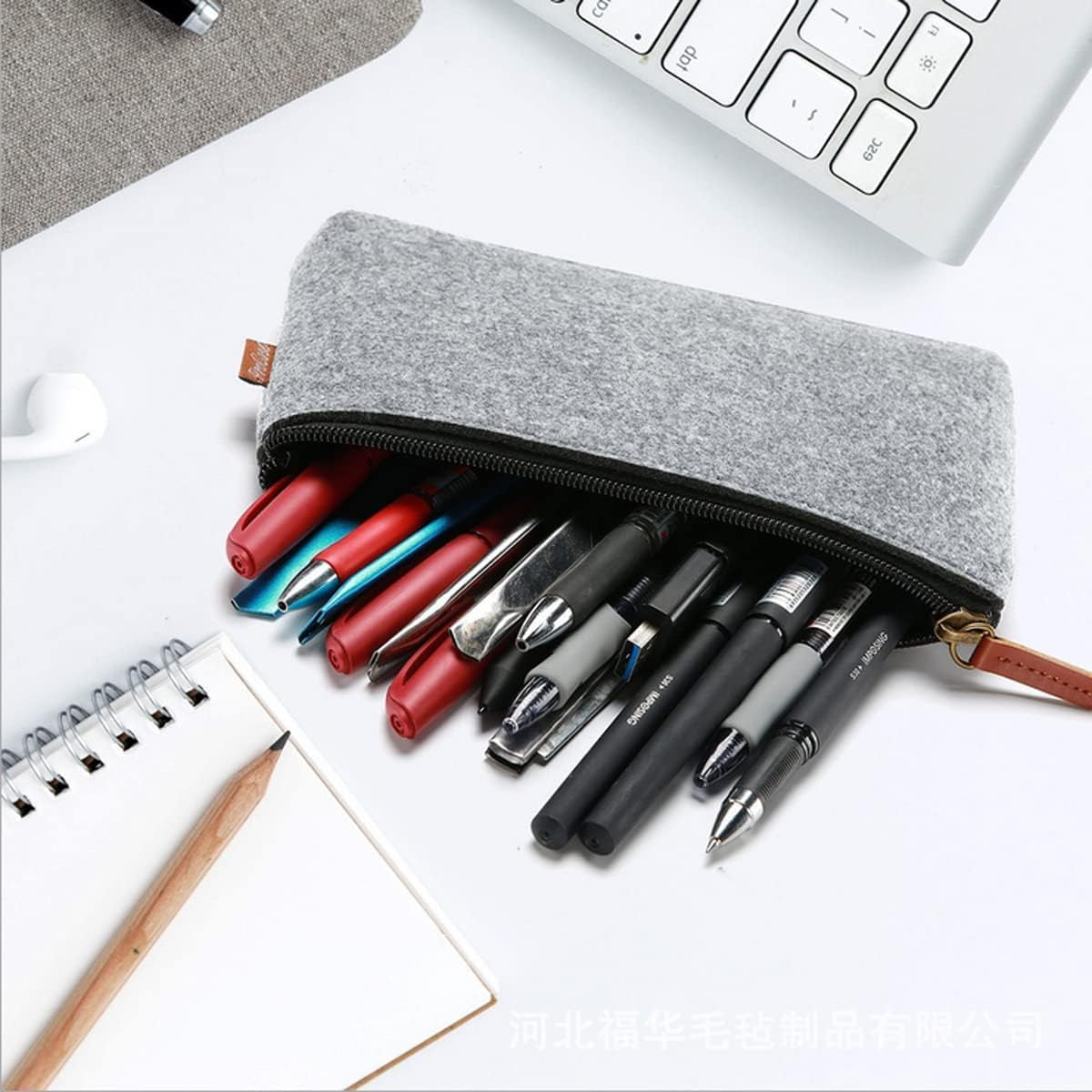 2 Pack Pencil Bag Pen Case,  Stationery Pouch Zipper Bag Zip Pencil Case for Eraser Pencil Marker School Supplies Storage (Grey)