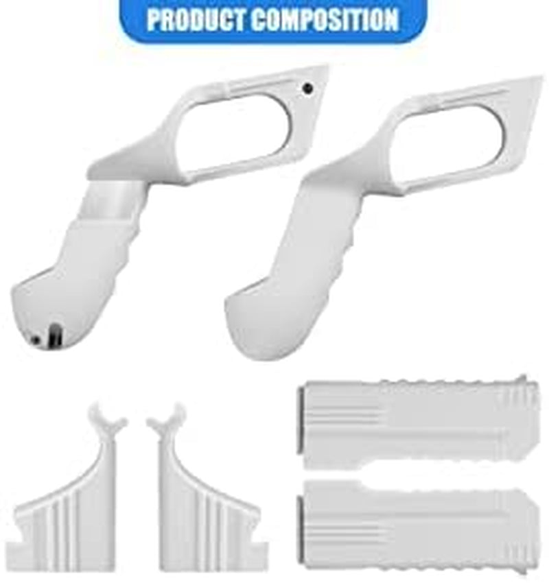 Pistol Grips - Game Gun Set Accessories designed for Pistol Whip VR Game, Improves FPS Gaming Experience on Meta Quest 2; White Color.