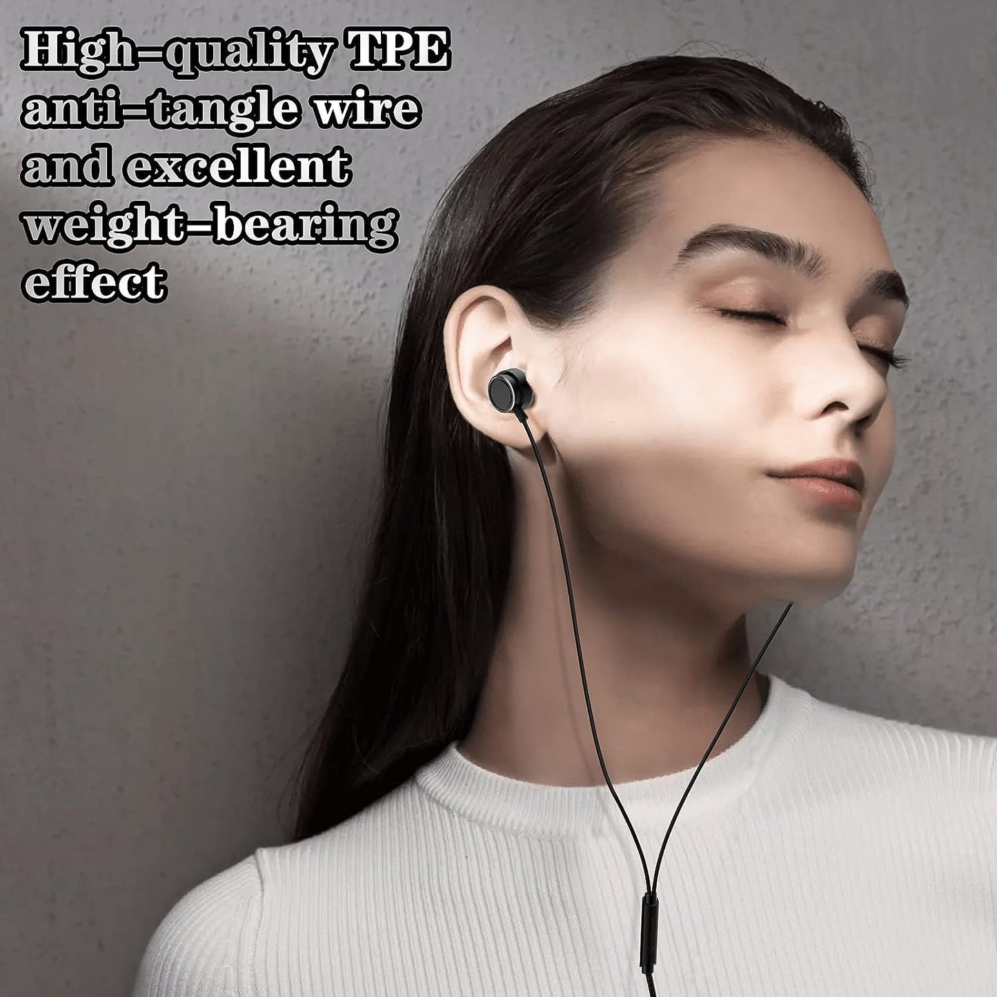 W2 USB C Wired Headphones - Hi-Fi Stereo Noise-canceling Earbuds with Microphone and Anti-Tangle Wire - Compatible with iOS and Android