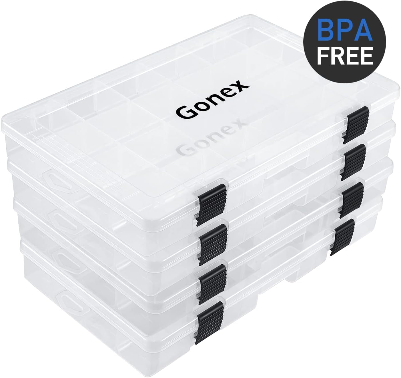 Transparent Fishing Tackle Boxes with Adjustable Dividers - 3600/3700 Tackle Trays for Efficient Fish Tackle Storage - Plastic Box Organizer - Available in 3 or 4 Packs