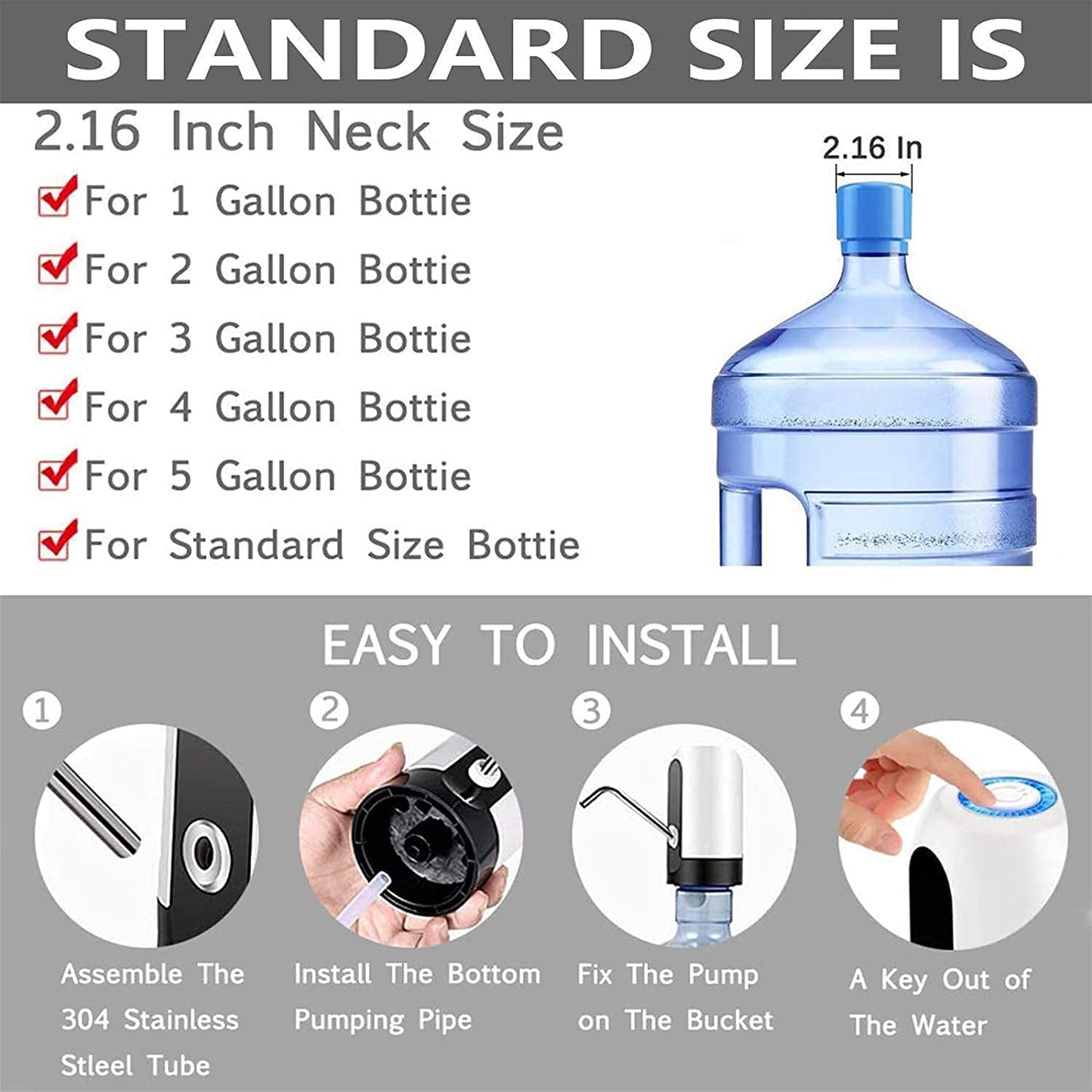Water Bottle Dispenser Portable - Electric Water Bottle Pump for Universal 5 Gallon Bottle