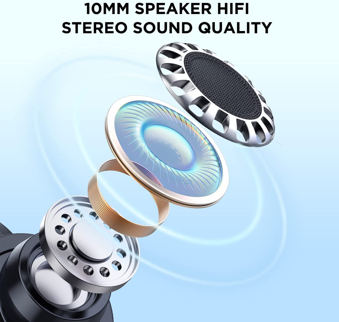 True Wireless Earbuds 1 - Bluetooth 5.3 Stereo Earphones with Transparent Charging Case, In-Ear Headphone ENC Noise Cancelling, 32-Hour Playtime, Built-In Mic, Touch Control Crystal White