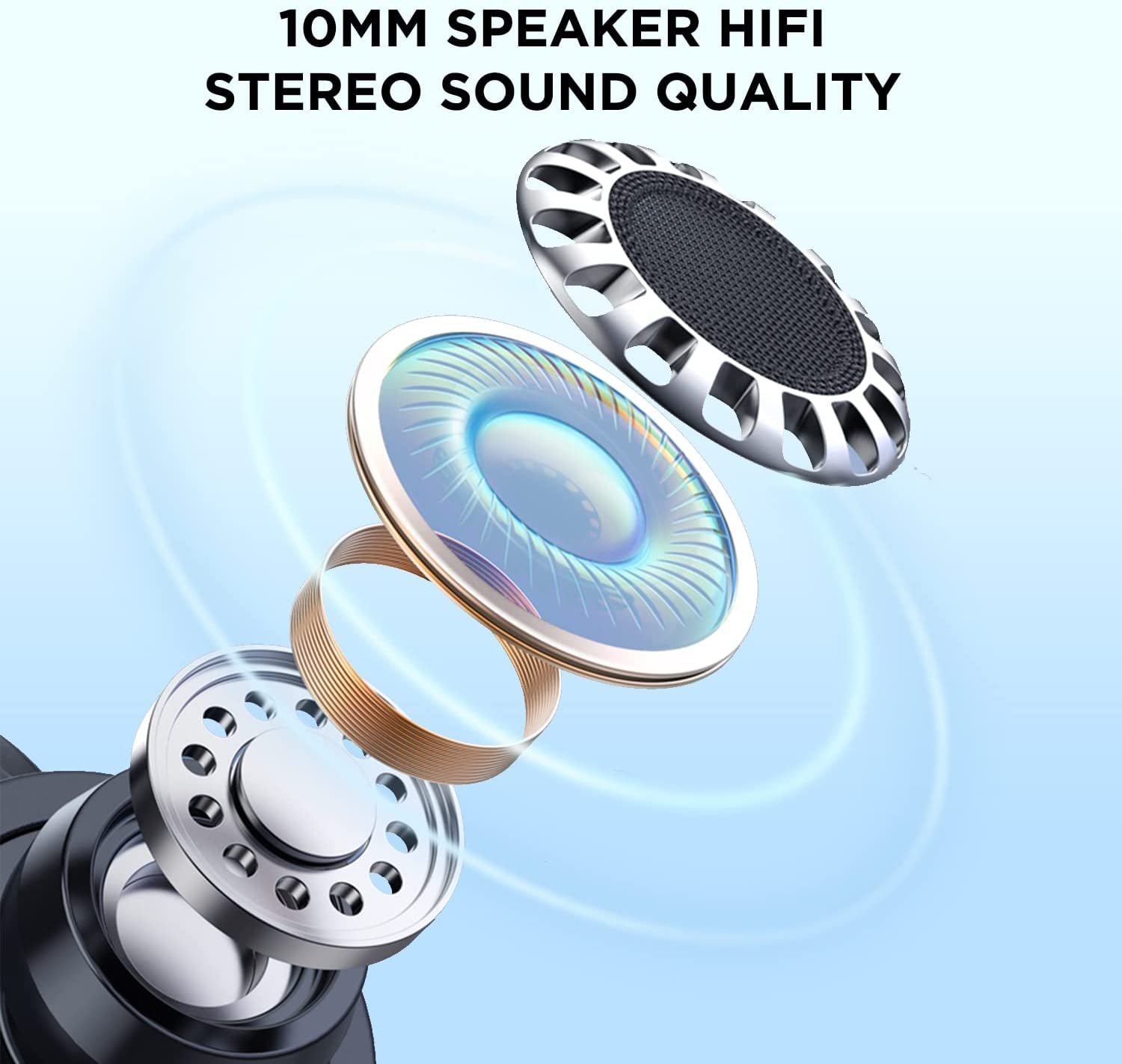 True Wireless Earbuds 1 - Bluetooth 5.3 Stereo Earphones with Transparent Charging Case, In-Ear Headphone ENC Noise Cancelling, 32-Hour Playtime, Built-In Mic, Touch Control Crystal White