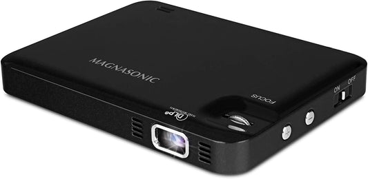 PP60 LED Pocket Pico Video Projector - Compact Design with HDMI, Rechargeable Battery, Built-In Speaker, and DLP Technology. Enjoy a 60" Hi-Resolution Display for Streaming Movies, Presentations, and Content from Smartphones, Tablets, and Laptops.