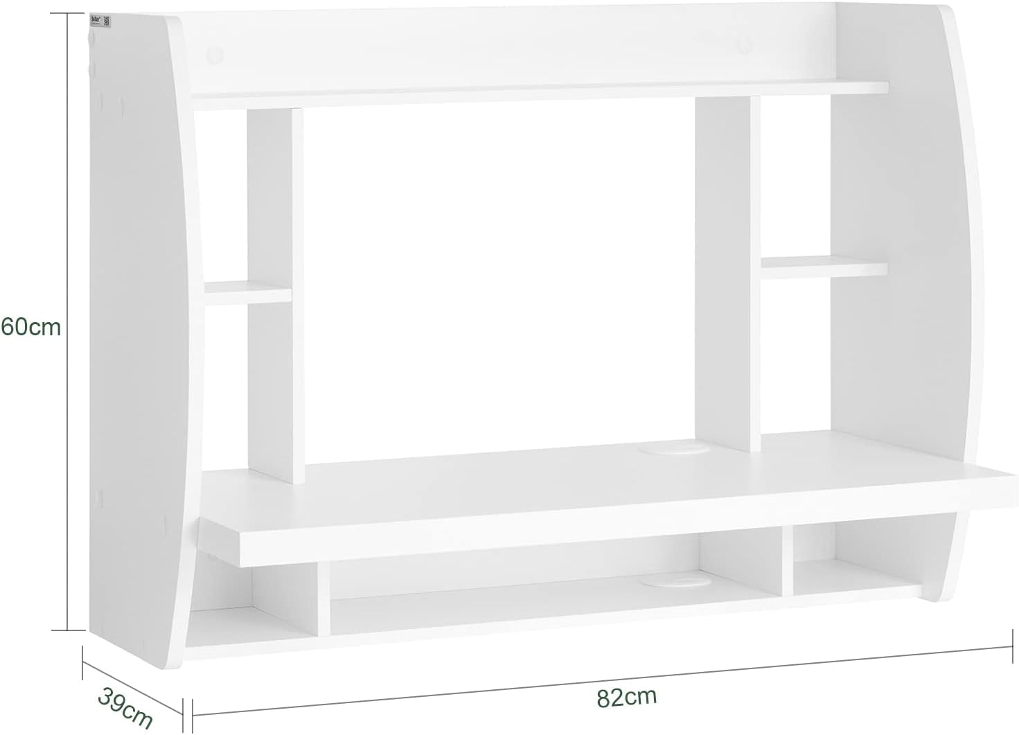 Wall-Mounted Computer Desk with Storage Shelves for Home Office Workstation - White Color