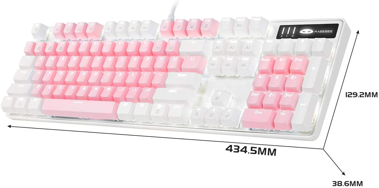 Mechanical Gaming Keyboard, New Upgraded 104 Keys White LED Backlit Keyboard with Blue Switches. USB Wired Mechanical Gaming Keyboard for Computer Laptop PC Gamers White and Pink