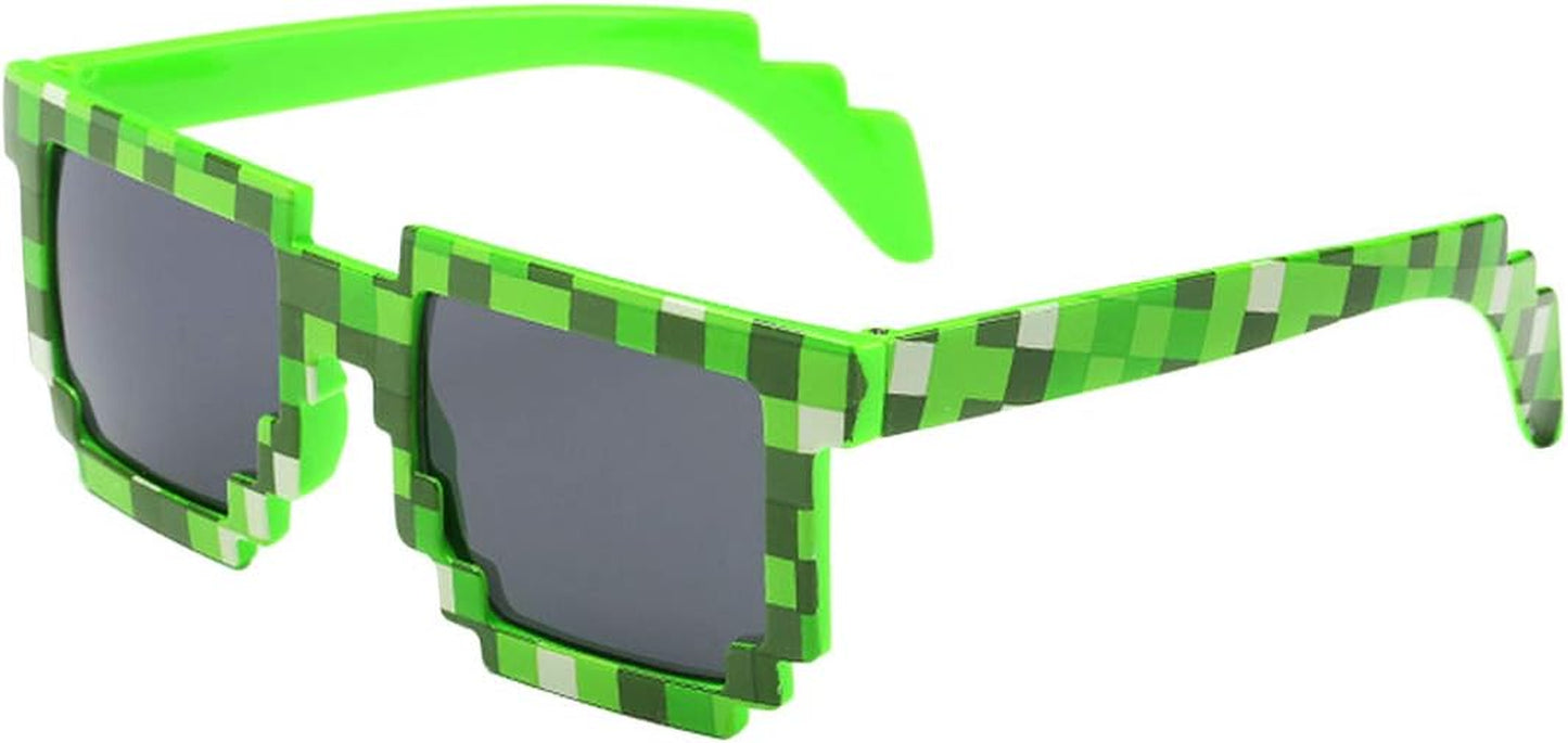 8-Bit Pixel UV Protect Gamer Sunglasses - Set of 3, Suitable for Adults and Kids, Perfect for Party Favors.