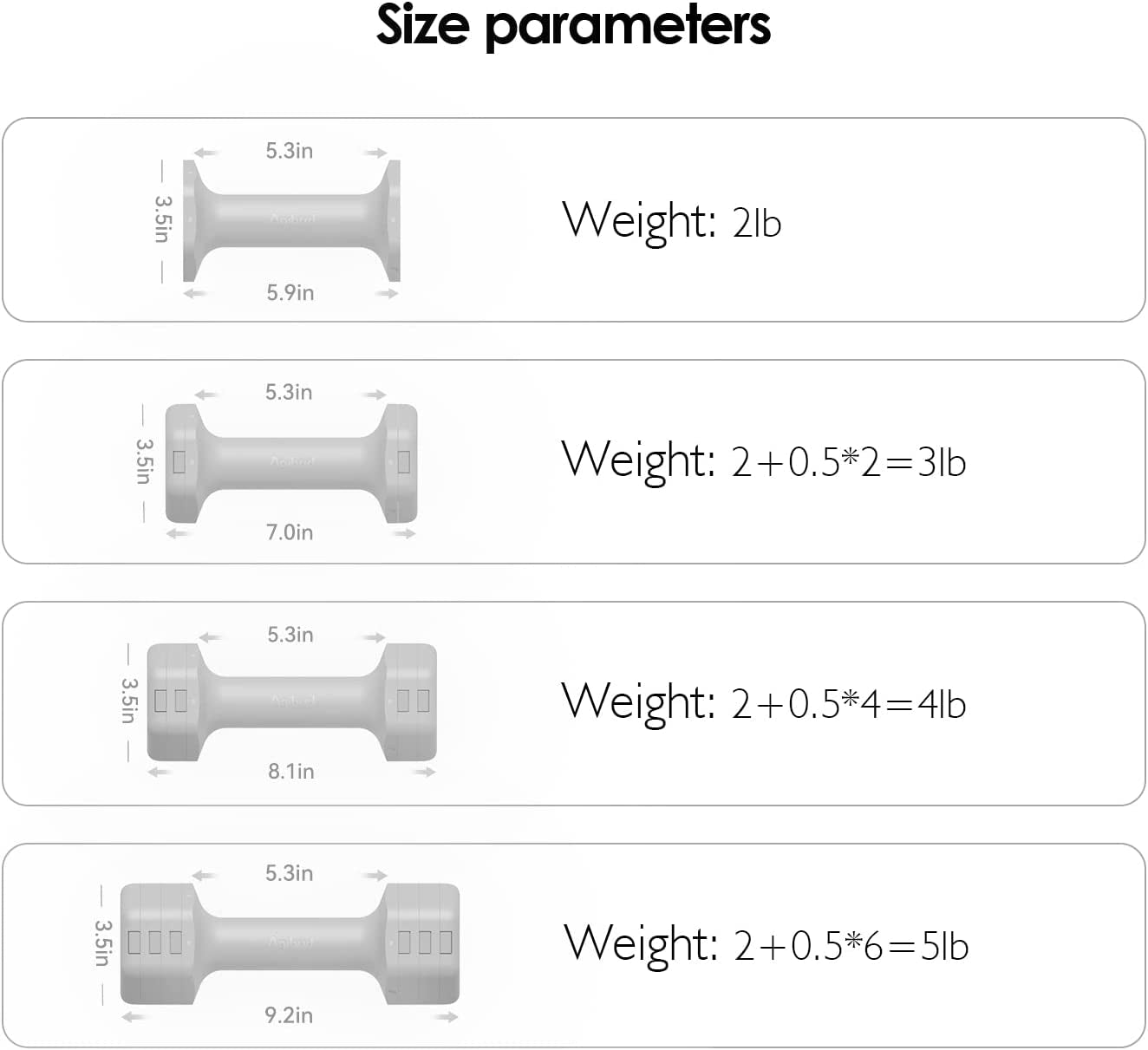 Adjustable Weight Dumbbells Set - One Pair, 4lb to 10lb (2-5lb Each), Free Weights for Home Gym, Ideal for Strength Training, Available in 3 Colors.