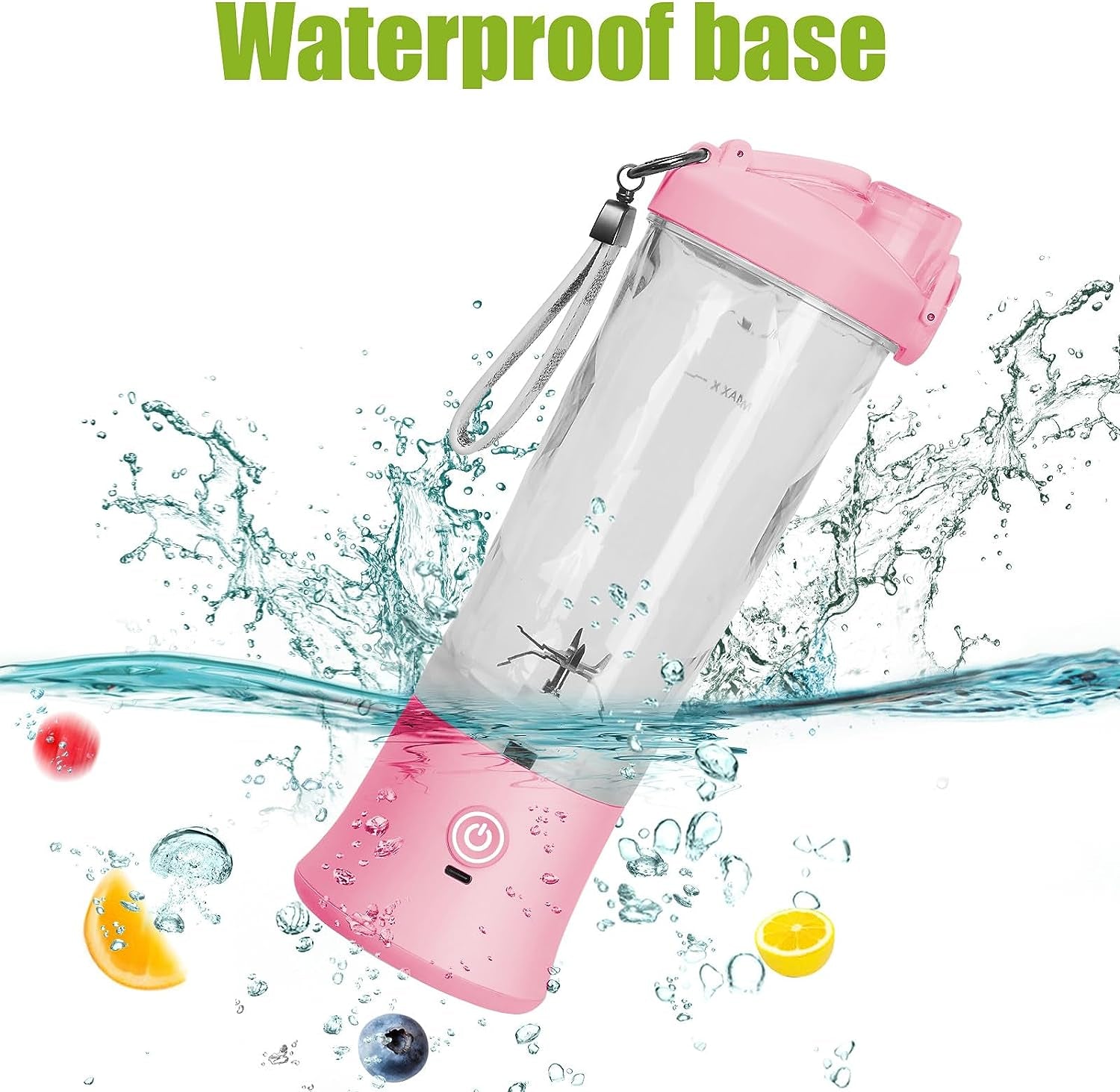 Mini Portable Blender with 6 Blades - 270 Watt Power for Shakes and Smoothies. Waterproof, USB Rechargeable, Includes 20 oz BPA Free Blender Cups with Travel Lid.
