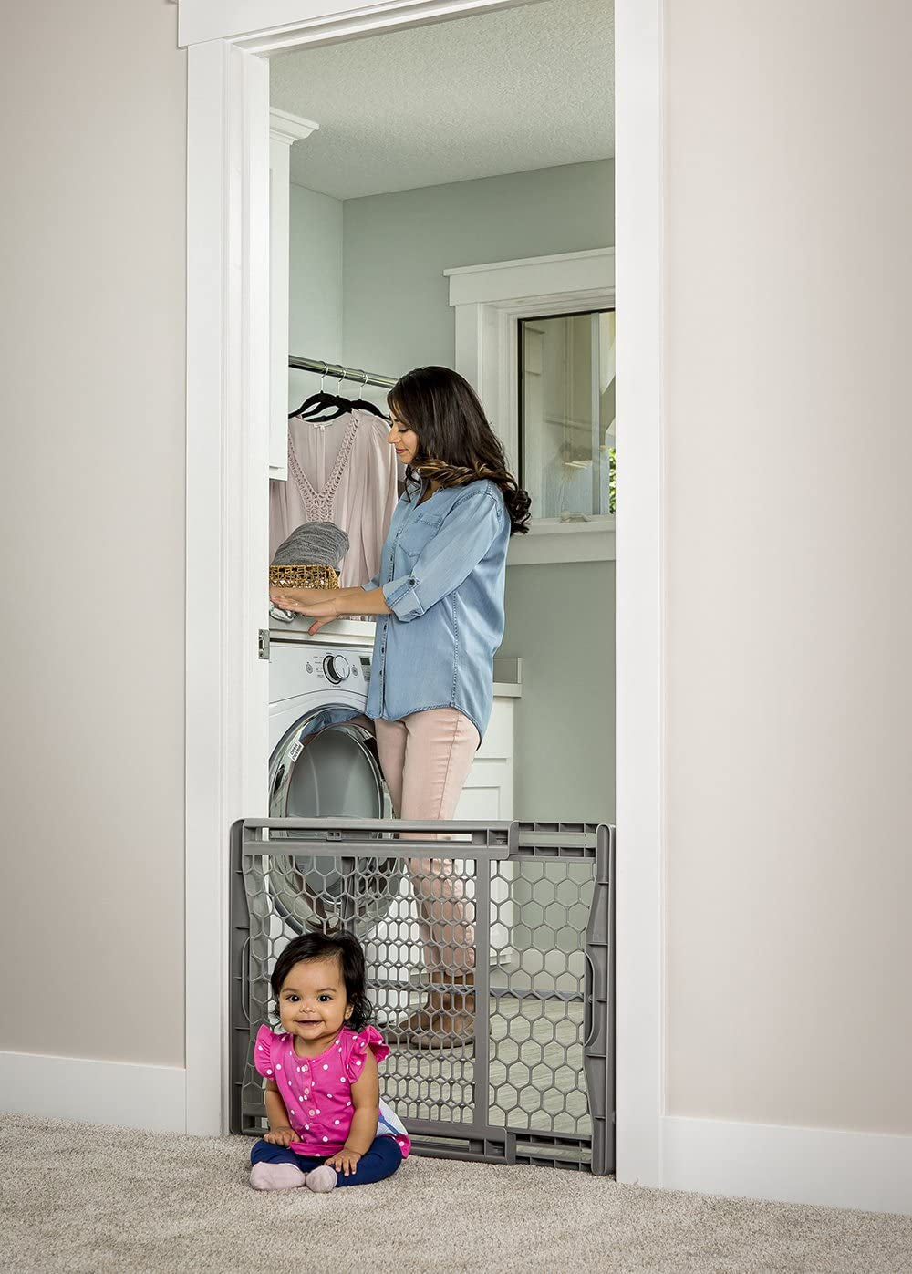 23" Plastic Baby Gate, Gray