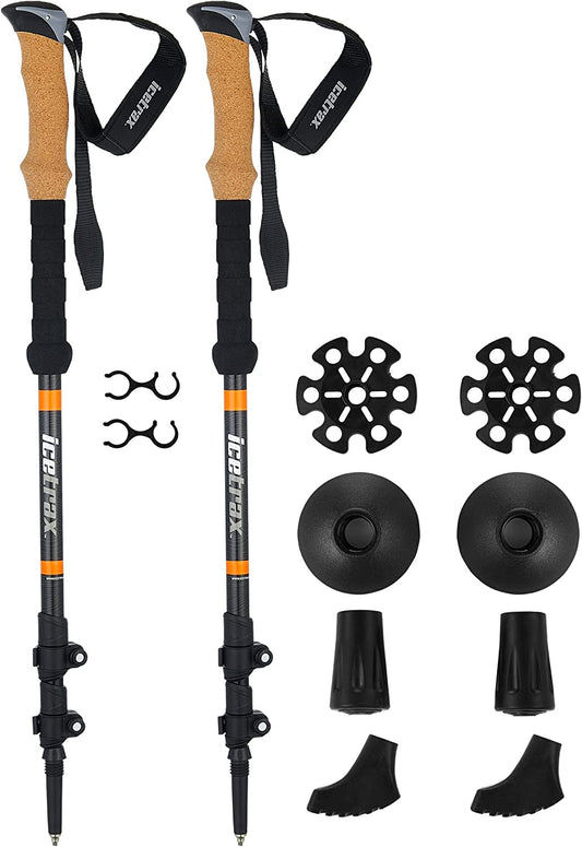 Durable Aluminum Trekking Poles with Quick Lock System, Cork Grip, and Adjustable Height - Complete Hiking Poles Set