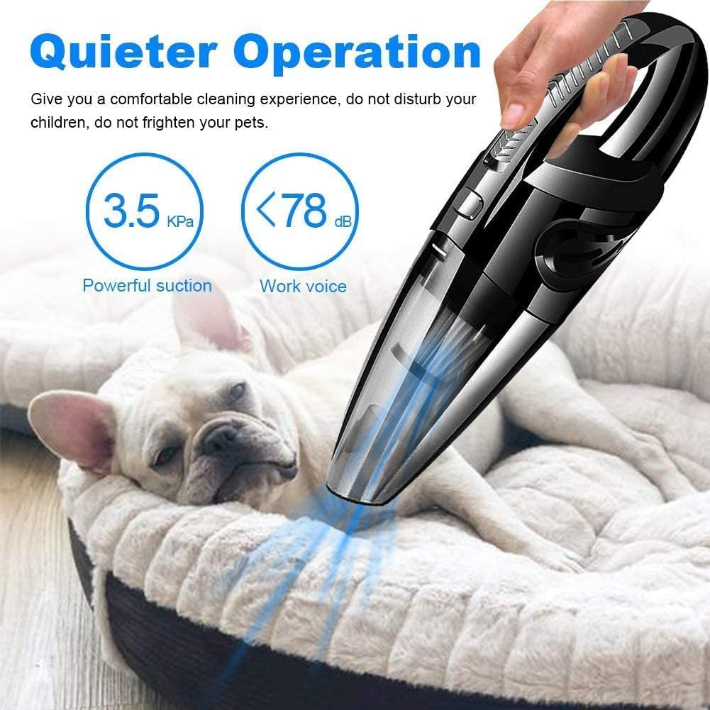 Cordless Hand Vacuum with Powerful Suction, Rechargeable Pet Hair Vacuum for Home and Car Cleaning - Ideal for Cars and Household Use (Updated Version)