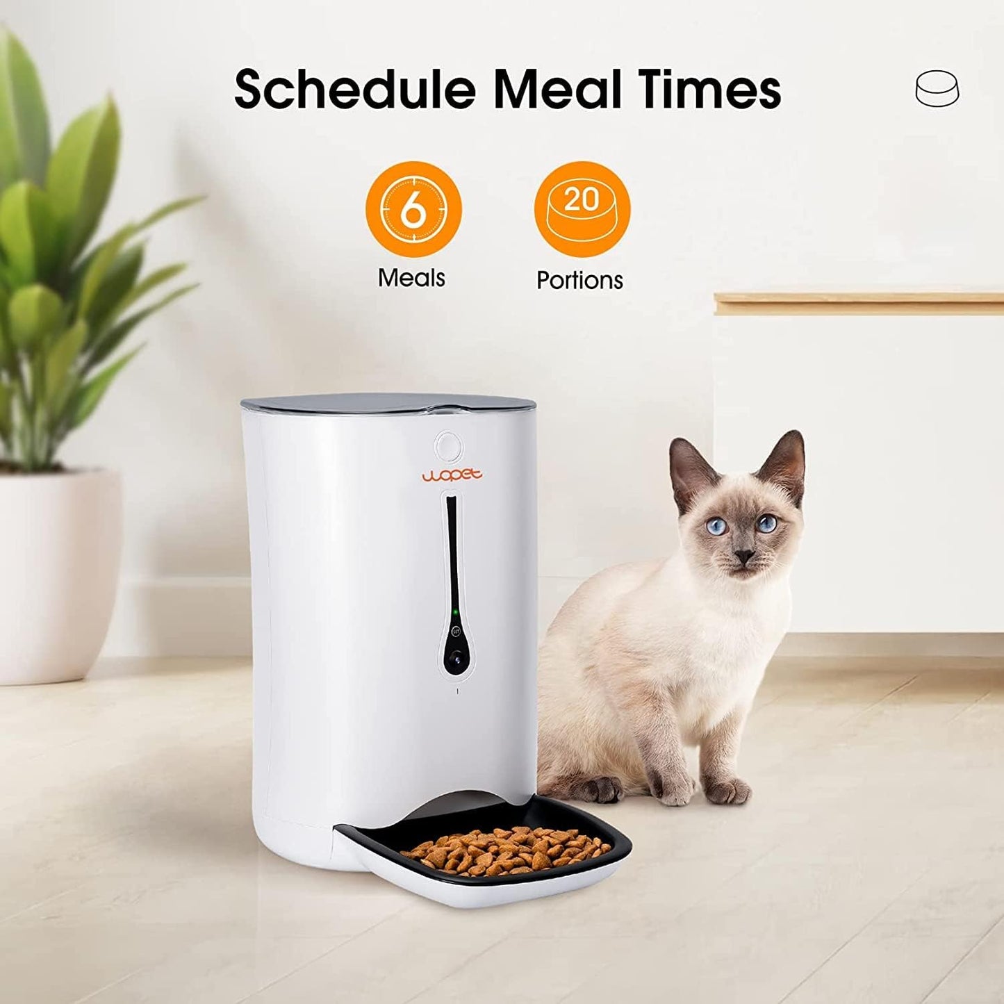 5G WiFi Automatic Cat Feeder - Timer Programmable for Dogs and Cats - 7L Capacity Cat Food Dispenser with App Control - Integrated HD Camera for Voice and Video Recording.