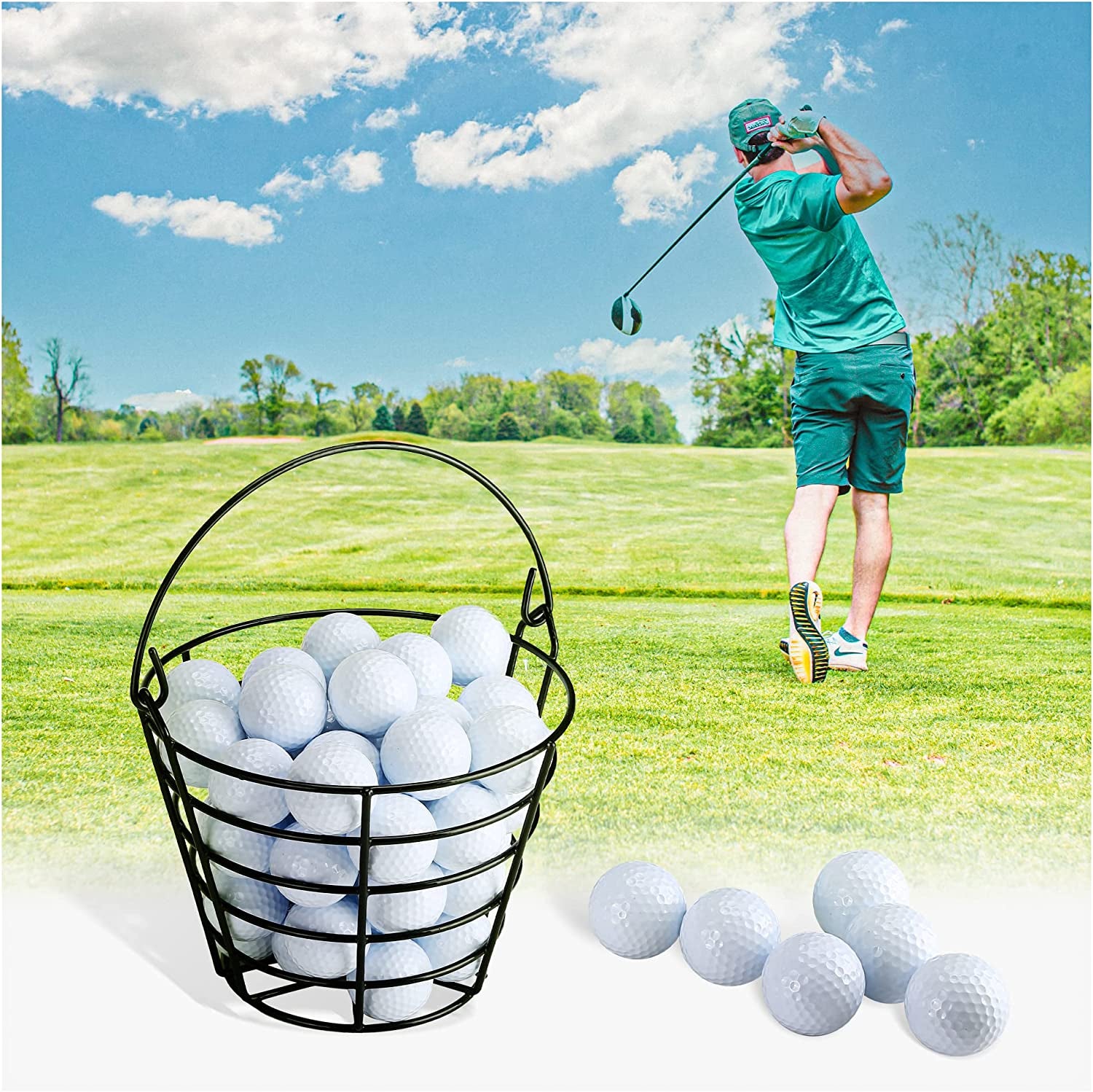 Golf Ball Basket - Durable Golf Ball Bucket for Practice and Competition - Anti-rust Black Finish