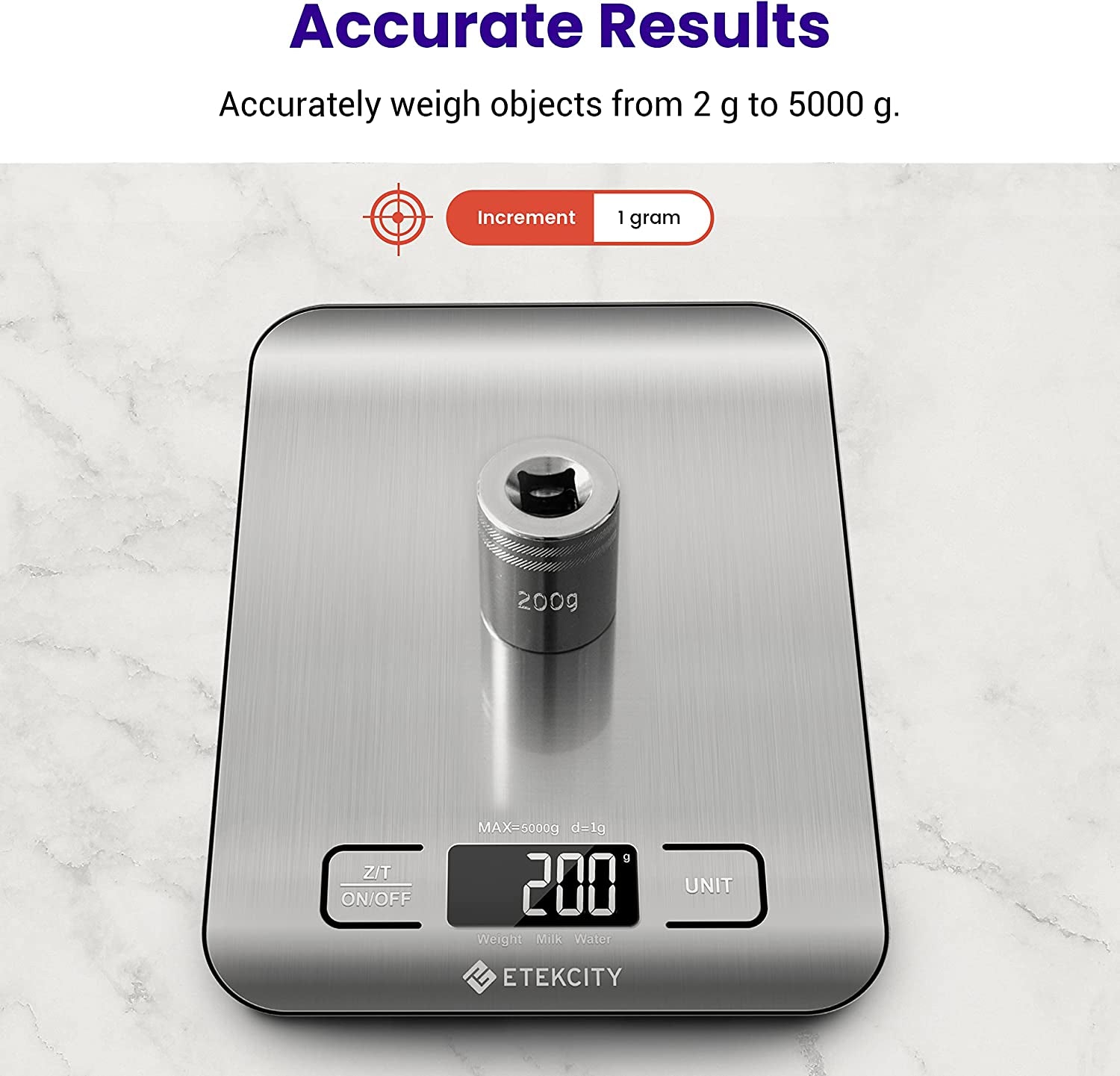 Digital Food Kitchen Scale: Perfect for Weight Loss, Baking, Cooking, Keto, and Meal Prep. Small and Made of 304 Stainless Steel.