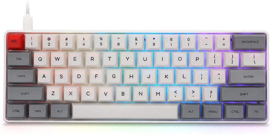 SK61 Hotswap Mechanical Gaming Keyboard - 61 Keys with Optical Switch, RGB Lighting, and Programmable Customization. Features Gateron Red Switches Grey