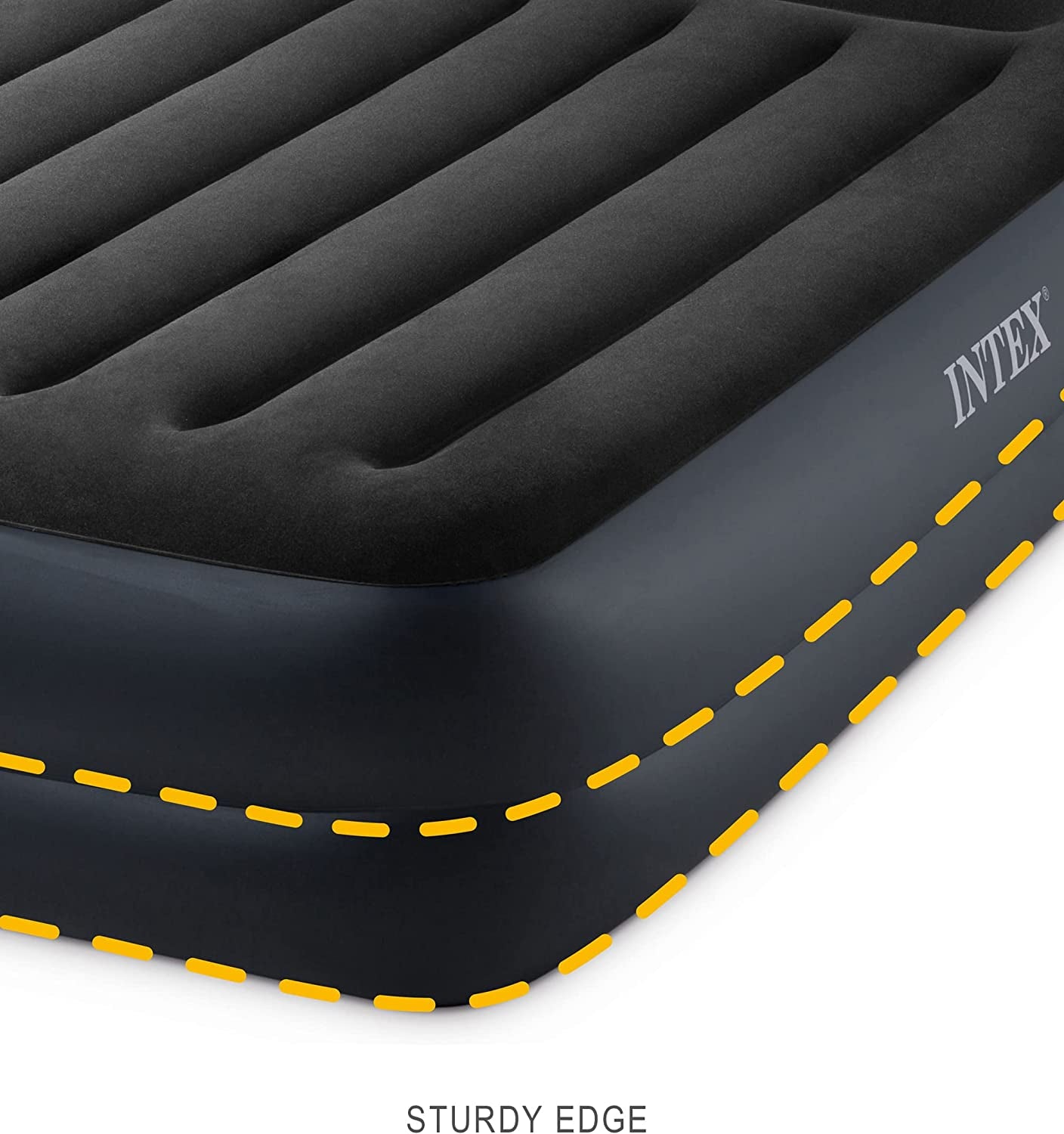 Dura-Beam Plus Pillow Rest Air Mattress - Queen Size with Fiber-Tech Construction, Built-in Electric Pump, 16.5in Bed Height, Supports up to 600lb Weight Capacity