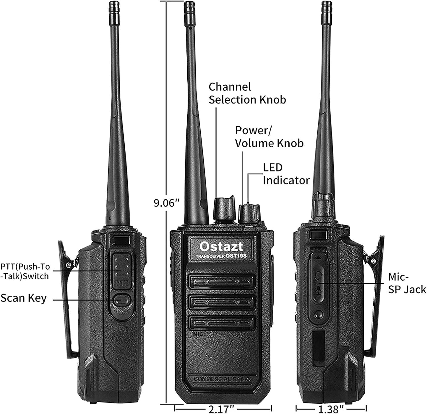 Set of 4 Long Range Rechargeable Two-Way Radios - Professional 16 Channel Handheld Walkie Talkies with Earpieces. Ideal for Home Use, Hiking, Camping, and more.