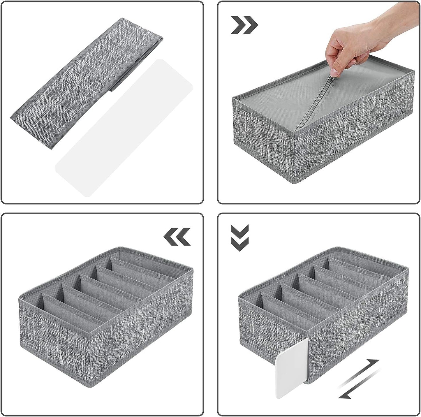 Set of 4 Collapsible Drawer Organizers: Ideal for organizing Bras, Underwear, and Socks. 