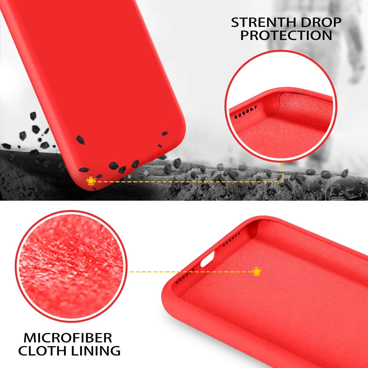 iPhone XR Liquid Silicone Case - Slim, Shockproof, Red.