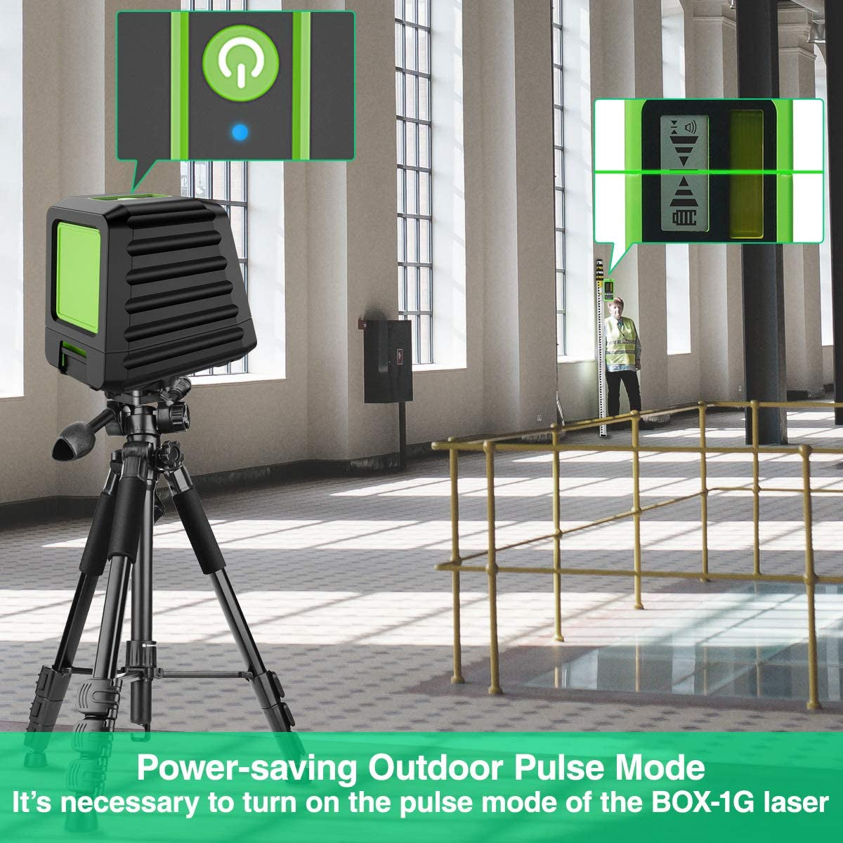 Laser Level Self-Leveling150ft/45m Outdoor Cross Line Laser,  with Pulse Mode,Level with Vertical Beam Spread Covers of 150°,360°Magnetic Base and Battery Included-BOX-1G