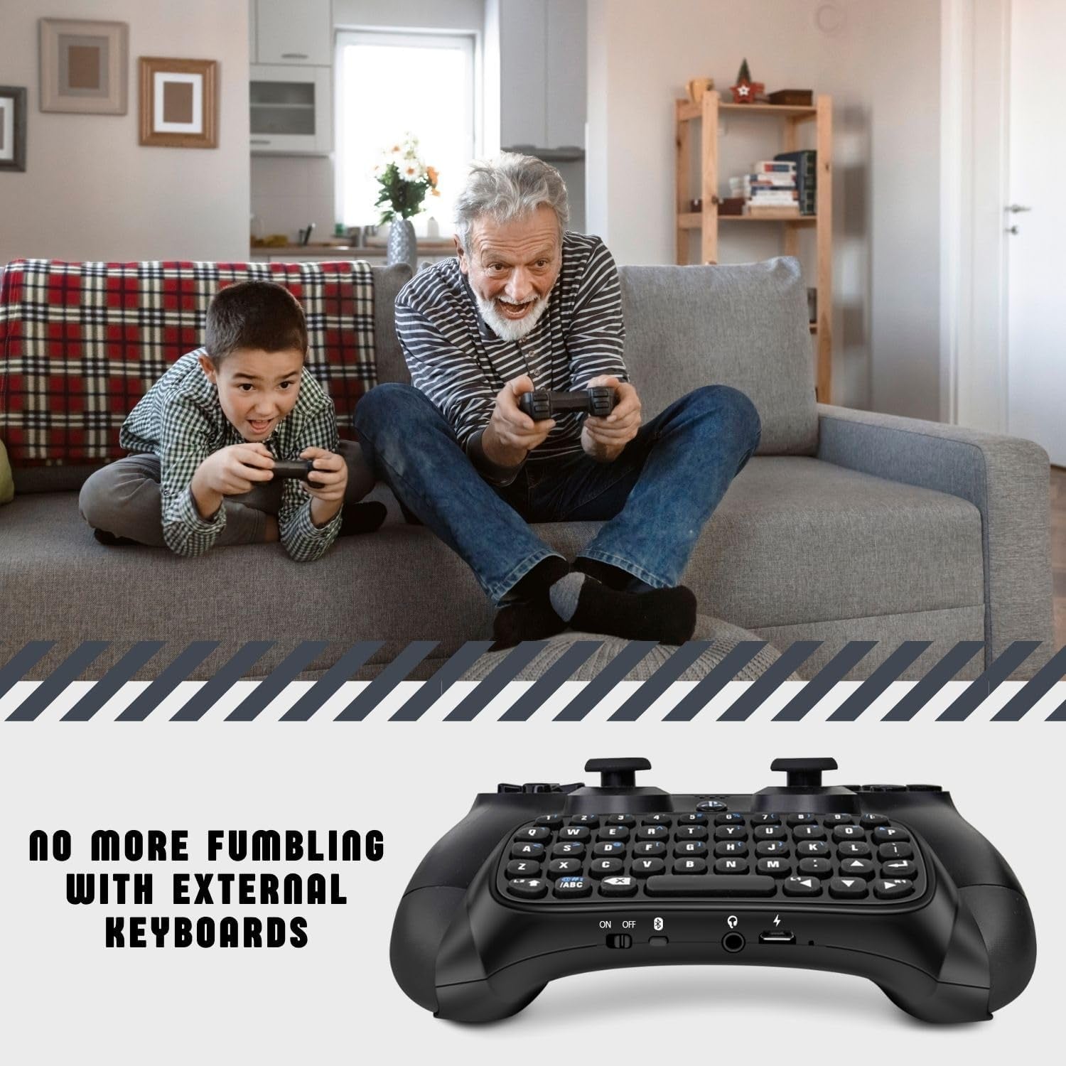 PS4 Chatpad - Compact Design QWERTY Keyboard Attachment for PS4 Controllers. Ultimate Gamepad Keyboard for Playstation 4, compatible with PS4, PS4 Slim, and PS4 Pro.