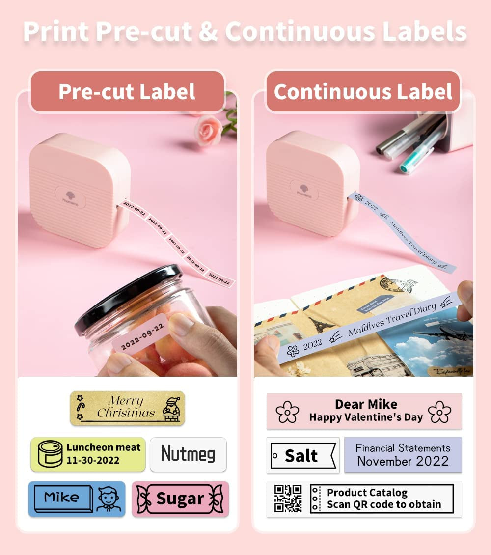 Compact Bluetooth Mini Label Maker: A Sticker Maker Machine that's Compatible with iOS & Android. This Pink Labeler is Great for Home, Office, and Organization Tasks, and it's Conveniently USB Rechargeable.